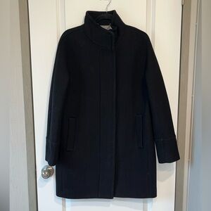 JCrew STADIUM CLOTH COCOON COAT Nello Gori #b2770 Black Size 8 Old Money Classic